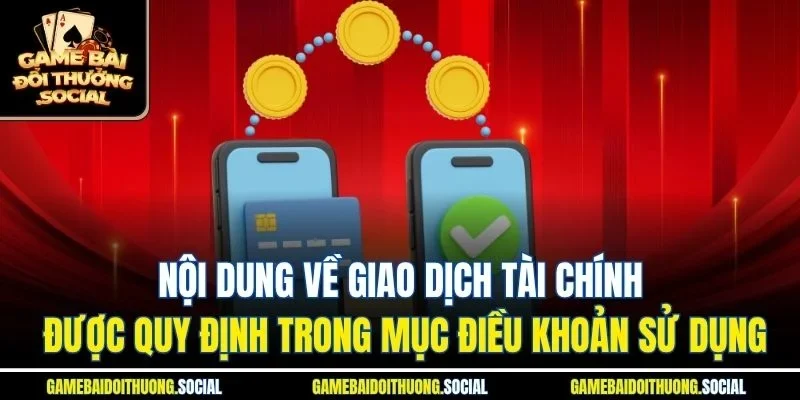 Nội dung về giao dịch tài chính được quy định trong mục điều khoản sử dụng